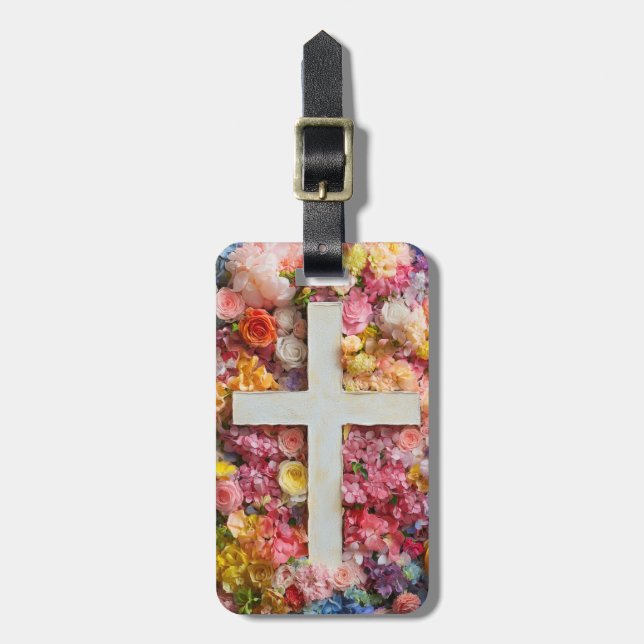 Blumen Kreuz Gepäckanhänger (Vorderseite vertikal)