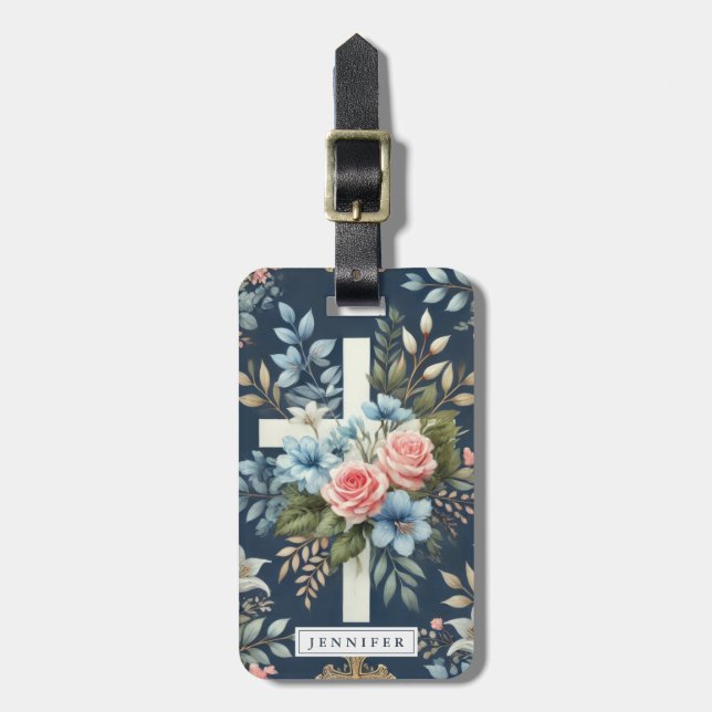 Blumen Kreuz Gepäckanhänger (Vorderseite vertikal)