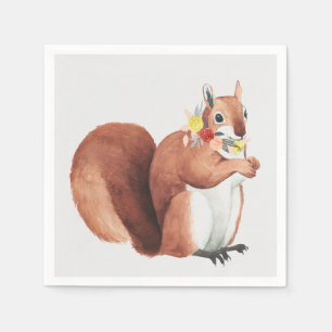 Blumen-Kronen-Förster-Eichhörnchen Serviette