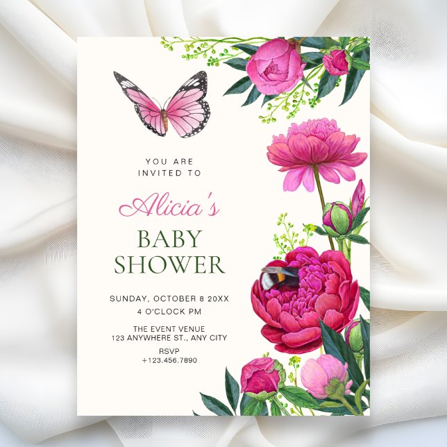 Blumen-Kunst-Babyshower Einladung (Von Creator hochgeladen)