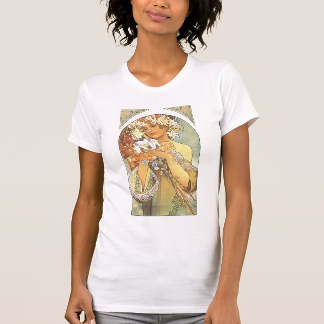 "Blumen-" Kunst Nouveau Shirt Alphonse Mucha (Vorderseite)