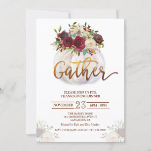 Blumen-Kürbis-Thanksgiving-Einladung Einladung