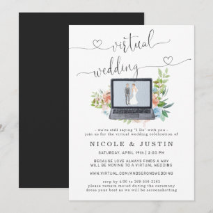 Blumen-Laptop Virtuelle Hochzeitseinladung