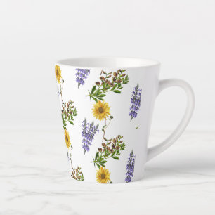 Blumen-Lavendel- und Sonnenblumen-Muster-Latte-Mug Milchtasse