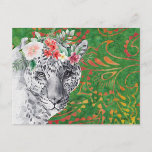 Blumen-Leopard-Dschungel-Batik Postkarte