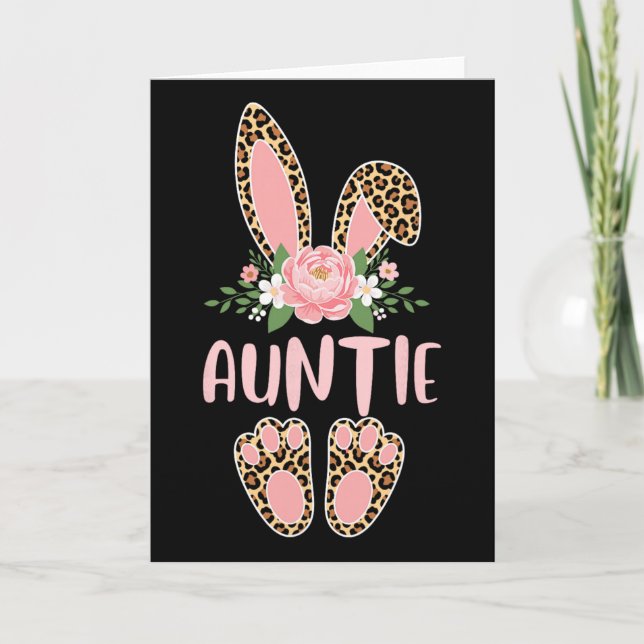 Blumen Leopard Tante Häschen Frohe Ostern Mutter  Karte (Vorderseite)
