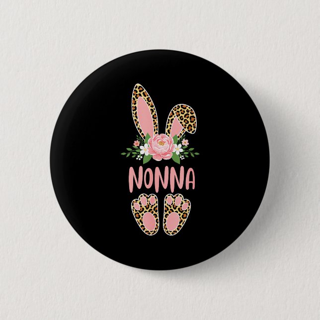 Blumen-Leoparden-Oma-Hase frohe Ostern Frühling  Button (Vorderseite)