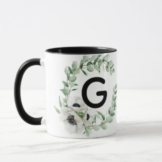 Blumen-Letter G Anfangsbuchstabe Kaffeetasse