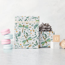 Blumen-Libellen-Farne-Blätter-Muster-Geschenk