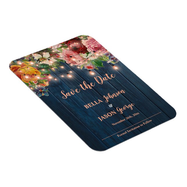 Blumen-Lichterkette Rustikale Hochzeit Save The Da Magnet (Rechte Seite)