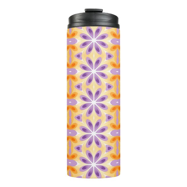 Blumen Lila Gelb Orange Thermosbecher (Vorderseite)