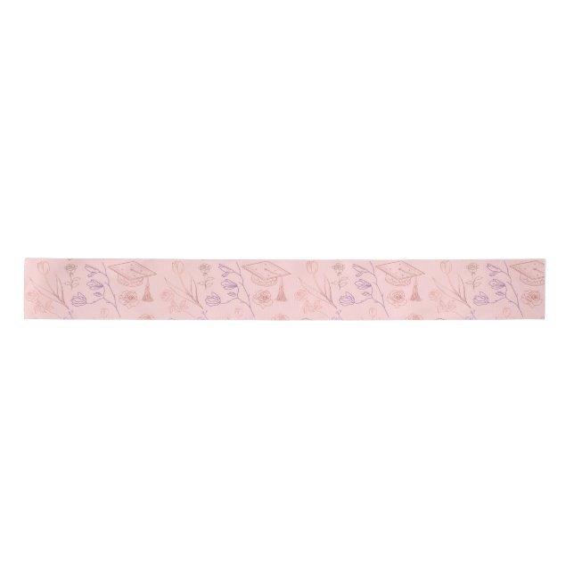 Blumen-Linienkunst-Abschluss Satinband (Vorderseite)