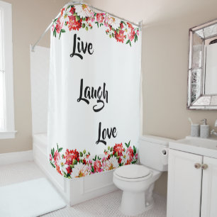 Blumen "Live, lachen, Liebe" Eleganter Duschvorhan Duschvorhang