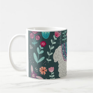 Blumen-Llama: Vintage handgezeichnete Doodles Kaffeetasse