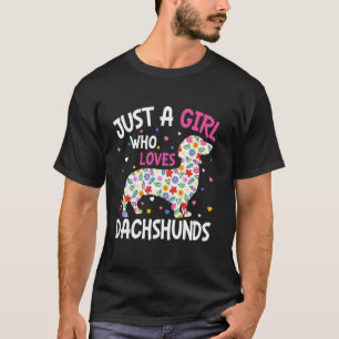 Blumen-Mädchen, das Dachshunde, Frauen liebt T-Shirt