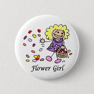 Blumen-Mädchen, das Identifikations-Knopf Wedding Button