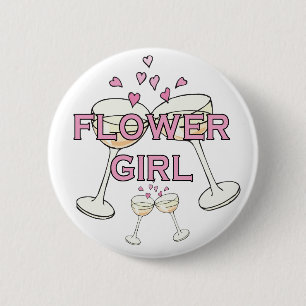 Blumen-Mädchen, das Identifikations-Knopf Wedding Button