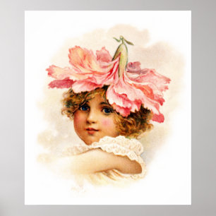 Blumen-Mädchen im Rosa Poster