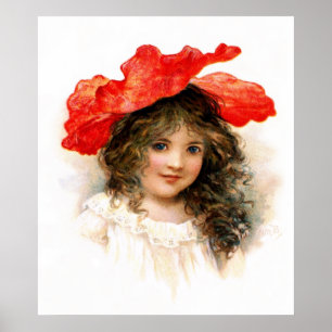 Blumen-Mädchen im Rot Poster
