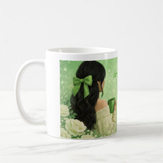 Blumen-Mädchen-Kaffeetasse | Geschenk der grünen H Kaffeetasse