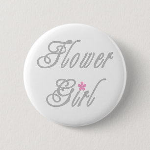 Blumen-Mädchen-noble Grau Button