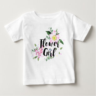 Blumen-Mädchen-Rosa erröten Baby T-shirt