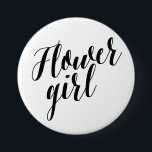 Blumen-Mädchen-Schwarz-Skript-Knopf Button<br><div class="desc"></div>