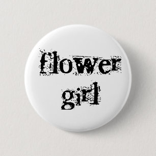 Blumen-Mädchen-Schwarz-Text Button