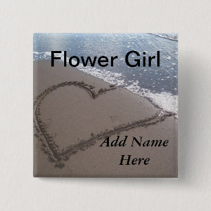 Blumen-Mädchen-Strand-Hochzeits-Knopf Button