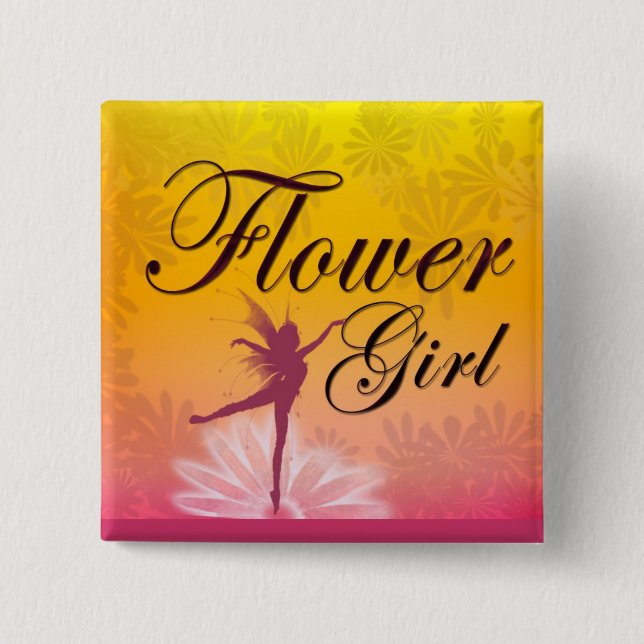 Blumen-Mädchen-Tanzen-Fee Button (Vorderseite)