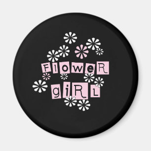 Blumen-Mädchen-Weiß auf Schwarzem Magnet