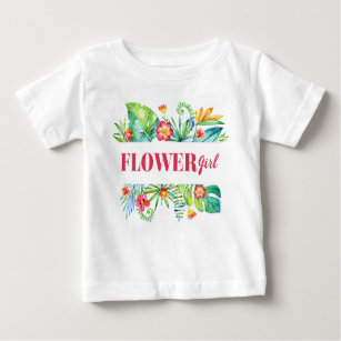 Blumen-Mädchenwatercolor-tropischer Bestimmungsort Baby T-shirt