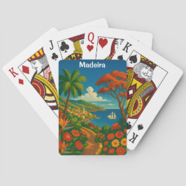 Blumen-Madeira-Vintage-Reise-Kunst Farbige Spielkarten