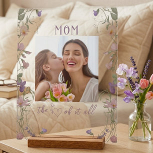Blumen-Mama, das Herz von allem Foto-Acrylblock Acrylschild