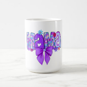 Blumen-MAMA-Lettering mit Herzen und Schleife Kaffeetasse