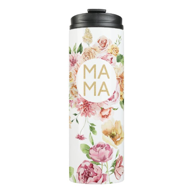 Blumen-Mama Muttertagsgeschenk Thermosbecher (Vorderseite)