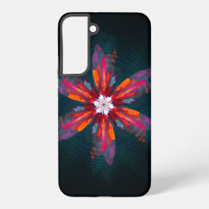 Blumen-Mandala-Blumen Orange Rot Blau Abstrakt Samsung Galaxy Hülle
