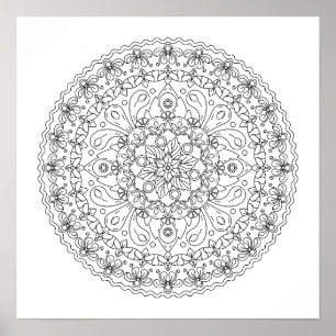 Blumen-Mandala-Färbung für Erwachsene Poster