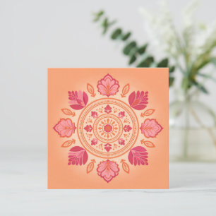 Blumen-Mandala-Illustration auf einem pfirsichfarb