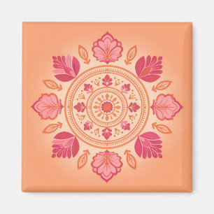 Blumen-Mandala-Illustration auf einem pfirsichfarb Magnet