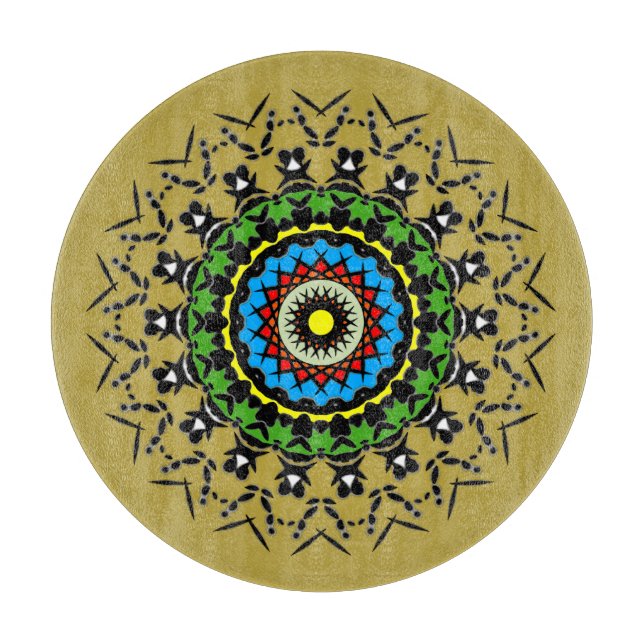 Blumen-Mandala Nahtlos Schneidebrett (Vorderseite)