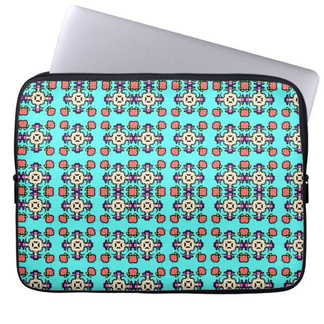 Blumen-Mandala-Nahtloses Muster Laptopschutzhülle (Vorderseite)