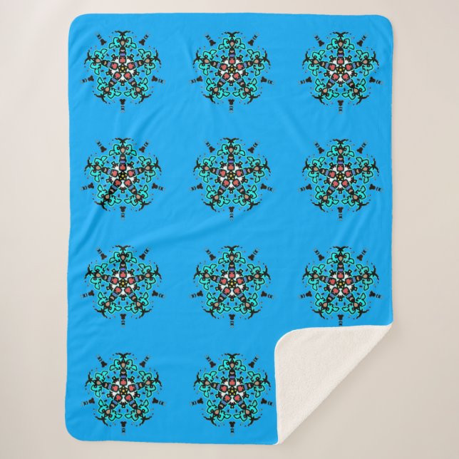 Blumen-Mandala-Nahtloses Muster Sherpadecke (Vorderseite)