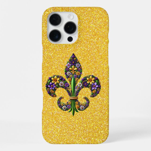 Blumen-Mardi-Gras-Fleur-de-Lis iPhone Hülle (Rückseite)