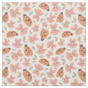 Blumen-Marienkäfer-Muster Rosa Blumen Marienkäfer Stoff