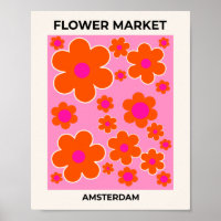 Blumen Market Amsterdam Retro Blume Rosa Orange