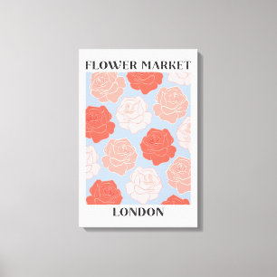Blumen Market London Blush Pink Rote Rosen Bloral Leinwanddruck