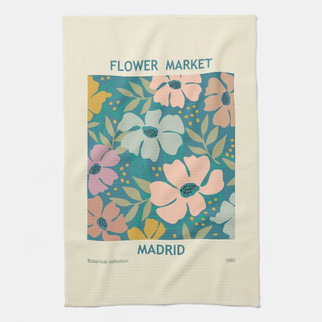 Blumen Market Madrid Print Geschirrtuch (Vertikal)