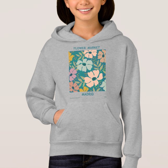Blumen Market Madrid Print Hoodie (Vorderseite)