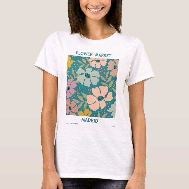 Blumen Market Madrid Print T-Shirt (Vorderseite)